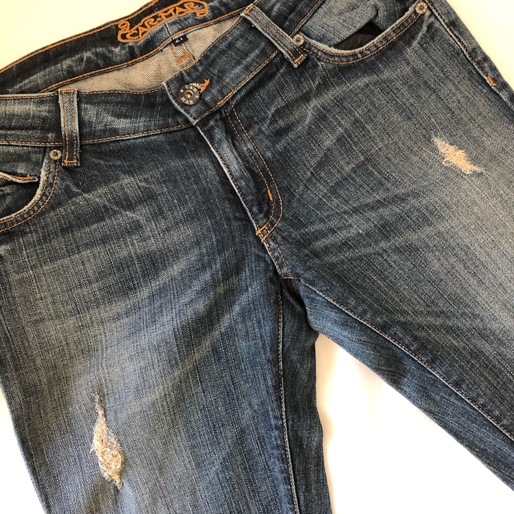 Car Mar bootcut distressed jeans